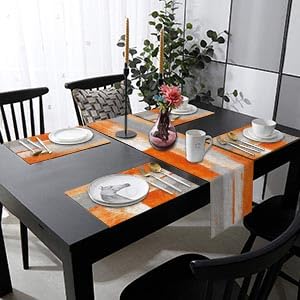 ArtSocket Table Runner and Placemats Set of 6, Abstract - color: Abstract Orange