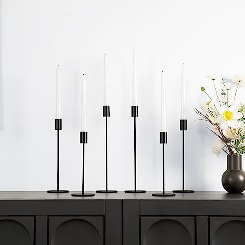 zeochyni Matte Black Candle Holder Set of 6, Elegant Candlestick Holders for Wedding Centerpieces Dining Tables Parties Home Decor Events, Taper Candle Holders Fit 3/4 Inch Candles - color: Black