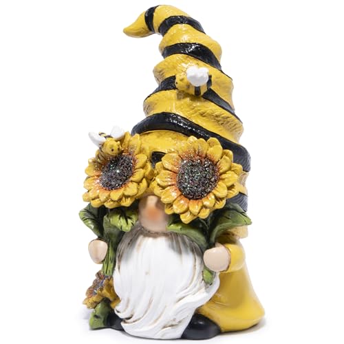 Hodao Spring Bumble Bee Gnome Decorations, Garden Sunflower Bee Decor - color: Yellow-black