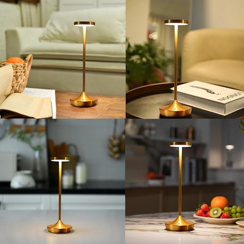 Gold Cordless LED Table Lamps Rechargeable 6000mAh, 72H Runtime, Waterproof - color: Gold