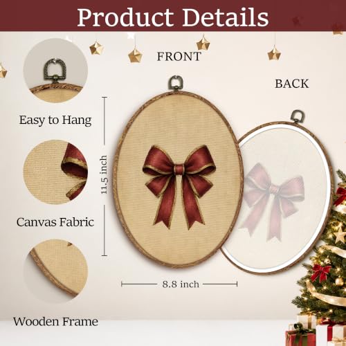 Yorhifa Coquette Red Bow Christmas Framed Wall Art 8.5x11.5in - color: Red Bow