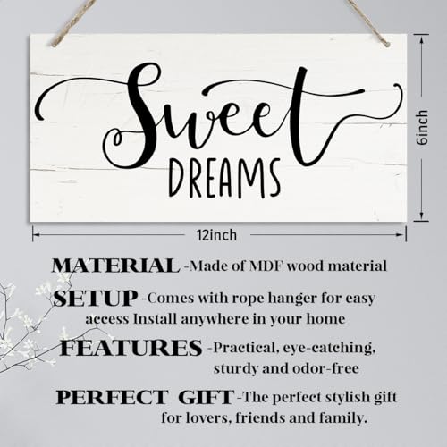 Inspirational Decor, Bedroom Decor, Sweet Dreams Sign, Decorative Hanging Wall Plaque Wood Sign, Bedroom Wall Art, Farmhouse Home Decor for Bedroom, Bedroom Wall Sign, Rustic Wall Decor - color: Room 11