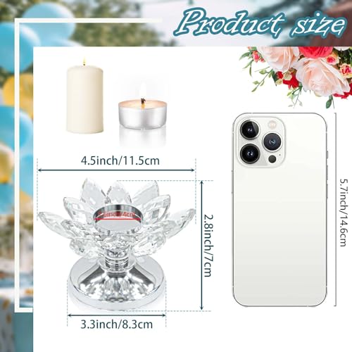 1 PC Silver Crystal Flower Tea Light Holder, Glass Tealight Candlestick with Metal Base, Votive Candle for Table Centerpiece, Wedding/Parties Decor, Nice Gift - color: Silver
