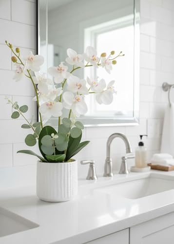 Ceramic Planter Pot with Drainage Hole, 5 Inch Dia, Indoor and Outdoor, Home Patio Garden, Plants&Flowers, Textured Round (White) - style: Textured Round-White