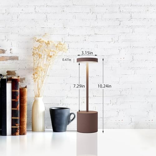TBBGA LED Cordless Table Lamps Set of 2, 5000mAh Rechargeable Table Light - color: Rust