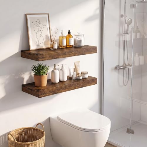 Vivelove Deep Floating Shelves, 16 x 8, Rustic Brown, Set of 2 - color: Rustic Brown, size: 16"Wx8"Dx1.4"H
