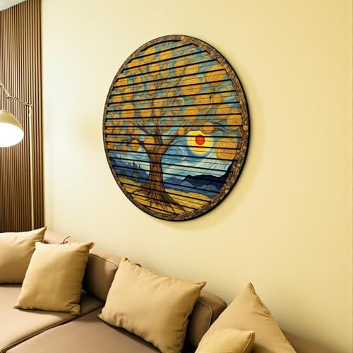 Tree Of Life, Carved Wood Wall Art, 3D Wall Decor, Home Decor, Housewarming Gift, Wall Hangings, Round Wall Art, Wooden Wall Decor,Home Art, Home Decor - color: Tranquil, size: 20"L x 20"W