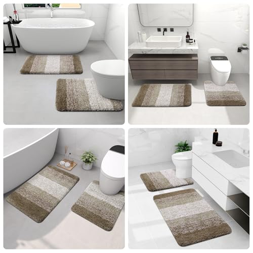 Arotive Microfiber Bathroom Rugs, Shaggy Soft Absorbent Bath Rug, 47x24 - color: Coffee, size: 47" X 24"