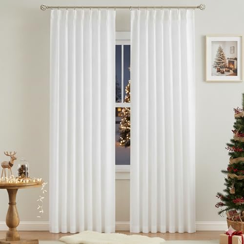 Vision Home White Pinch Pleated Semi Sheer Curtains 40Wx84Lx2 - color: White/Pinch, size: 40"W x 84"L (Pack of 2)