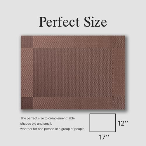 Placemats Set of 4 - Easy Clean Woven Vinyl Placemats for Dining Table, Indoor/Outdoor Place Mats, Washable PVC Table Mats(Brown Cube) - color: C-brown Cube