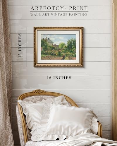 ARPEOTCY Vintage Gold Framed Wall Art Decor, Garden Landscape Paintings, Victorian Wall Art for Living Room Bedroom Bathroom, Canvas Antique Pictures Frame Artwork, 13x16 inch - color: The Artist's Garden, size: 16"L x 13"W
