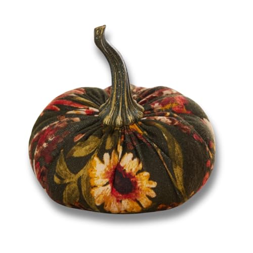 Your Heart's Content Fall Floral 6.25 inch Velvet Pumpkin (Fall Floral) - color: Fall Floral