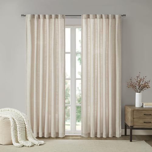 Madison Park Linen Blend Curtain, Thermal Insulated, 1 Panel 50x84 Natural - color: Rod Pocket, Solid Natural, size: 50"W x 84"L (Pack of 1)