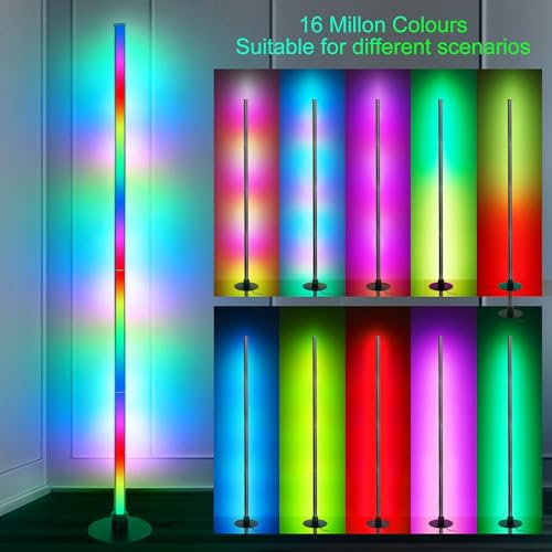 YOSION Smart RGB Corner Floor Lamp, 5.3FT Height LED Standing Lamp with APP/Remote Control, for Living Rooms, Bedrooms, and Gaming Rooms