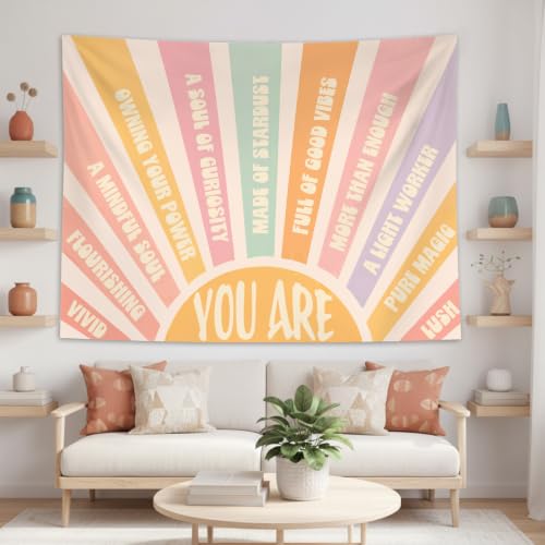 Zussun Boho Sunshine Inspirational Classroom Tapestry Backdrop 60 x 44 Inch - color: Orange Navy, size: 60"L x 44"W
