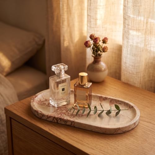 YKAJO Calacatta Viola Pink Oval Marble Tray, 11.8x5.9 Perfume Organizer - color: Calacatta Viola Pink, size: 11.8" x 5.9" x 0.6"