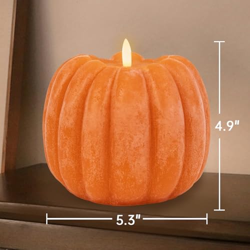 Fall Decorations for Home - Flickering Flameless Wax Pumpkin LED Candle