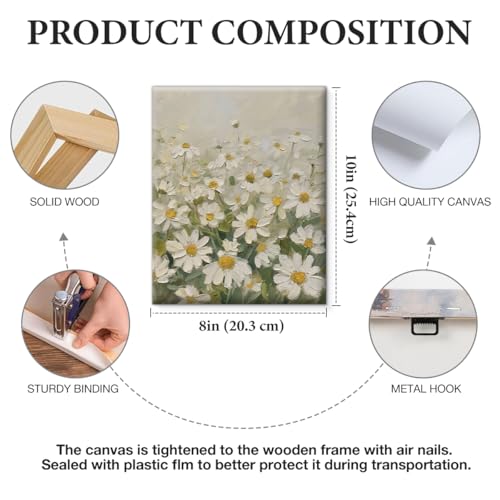 APOHBGV Vintage Meadow Floral Canvas Wall Decor, Retro Wildflower Scenery Country House Art, Rustic Cottage Farmhouse Nature Decoration Suitable for Living Room Bedroom Kitchen Bathroom, 8x10 Inch - color: Home03