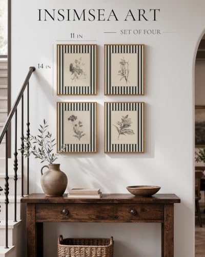 InSimSea Framed Floral Wall Art Black and White Flower Prints, 11x14 In - color: Monochrome Floral