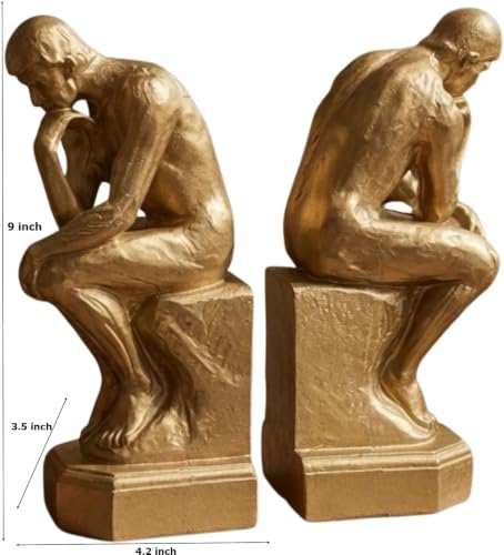 Bellaa Thinker Bookends, Auguste Rodin Statue, Unique