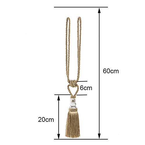 Tassel Curtain Tiebacks Handmade Curtain Tie Backs, Elegant Crystal Curtain Holdbacks for Home Office Decor (Golden, 2P) - color: Golden, size: 2P