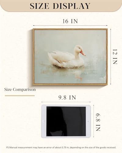 WHASAYART Vintage Farmhouse Animal Wall Art Framed Duck Canvas Print 12x16 - color: Duck, size: 16"L x 12"W
