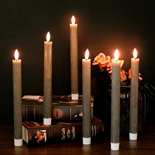 GenSwin Flameless Taper Candles LED Battery Operated Remote Timer Grey - color: 6-Grey
