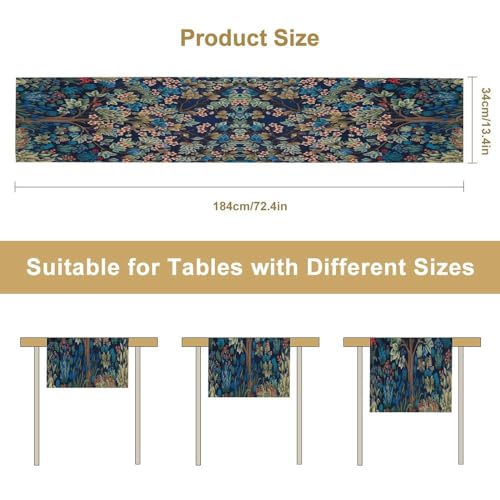 William Morris Floral Table Runner William Morris Art Retro Design Pattern Printed Linen Table Runner for Home Kitchen Dining Table Decoration,13x36 Inch - color: Style-6, size: 13"W x 36"L (Pack of 1)