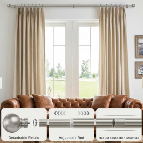 Brushed Nickel Curtain Rods 16-88 Inch Heavy Duty 1 Inch Diameter - color: Nickel, size: 16"-88"|1 Pack