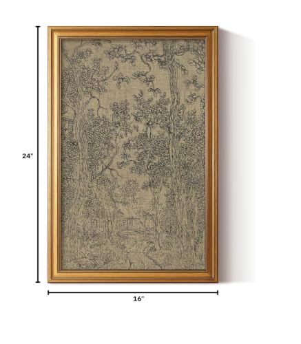 HUARCEY Gold Framed Canvas Wall Art, Antique Landscape Sketch, 16x24 Inch - color: Landscape Sketch, size: 24"L x 16"W