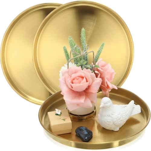 Thenshop 1 Pcs 12 Inch Gold Serving Tray Decorative - size: 12.2"
