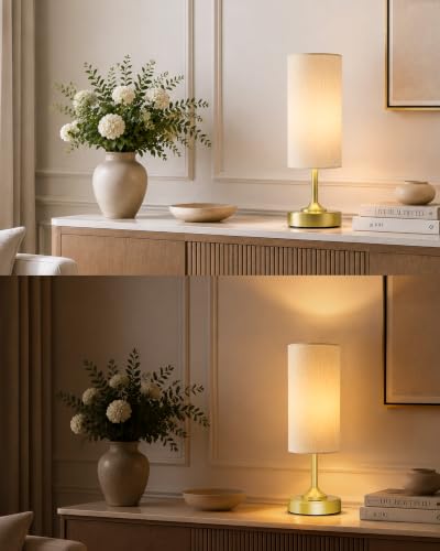 Cordless Lamp, 2-Pack, Dimmable, Ambient Light, 2700K, Timer, Touch Control, Portable, LED, Battery Operated, Rechargeable, Wireless, Desk Lamp, Kitchen Lamp, Fabric Shade, for Bedroom, Living Room - color: Gold