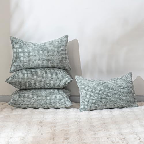 Pack of 4 Throw Pillow Covers 12x20” Boho Cushion Covers for Living Room - color: Aquamarine, size: 20" x 12" (Pack of 4)