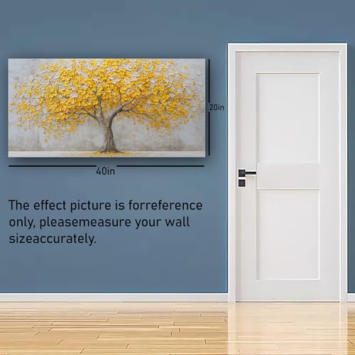 Yellow Abstract Ginkgo Tree Picture Print Canvas Wall Art Living Room Dining Room Office Study Bedroom Wall Decor Wall Art Prints Modern Style Artwork Waterproof Ready to Hang - 20x40 Inch - color: Yellow Abstract Ginkgo Tree, size: 40"L x 20"W
