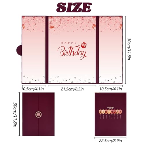 Crenics Burgundy Happy Birthday Guest Signature Book Alternative 18" x 12" - color: Burgundy