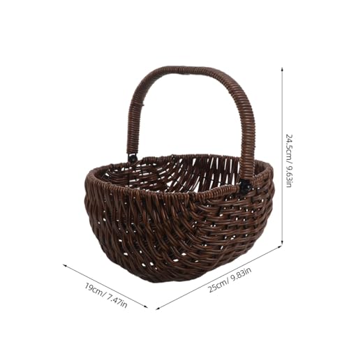 Healifty Vintage Picnic Basket Hand Woven Brown 9.82 X 9.63 X 7.47 in
