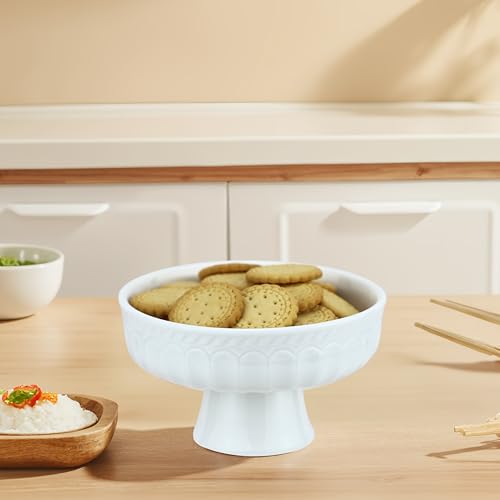 EIKS Ceramic Footed Bowl Display Stand Plate, (Dia. 5-inch) - size: Dia. 5-inch