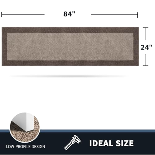 PURRUGS Hallway Runner Rug, 24" x 84", Beige & Grayish Brown - color: Beige & Grayish Brown, size: 24" X 84"