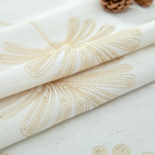 VOGOL Floral Embroidered Grommet Bedroom Curtains, 52 x 96, 2 Panels - color: White, size: 52"W x 96"L (Pack of 2)