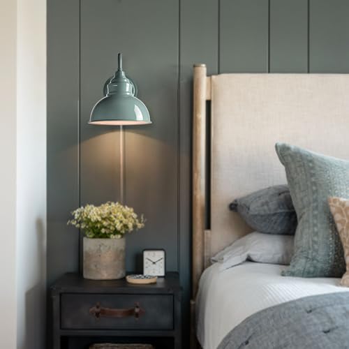 Mini Gooseneck Wall Sconce, 2-Way Mount with Switch, Macaron Green - color: Sea Blue