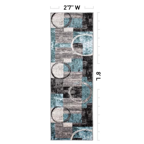 Rugshop Circle Design Contemporary Non-Shedding Runner Rug Gray 2'7" x 8' - color: Grey, size: 2'7" x 8' (Runner)