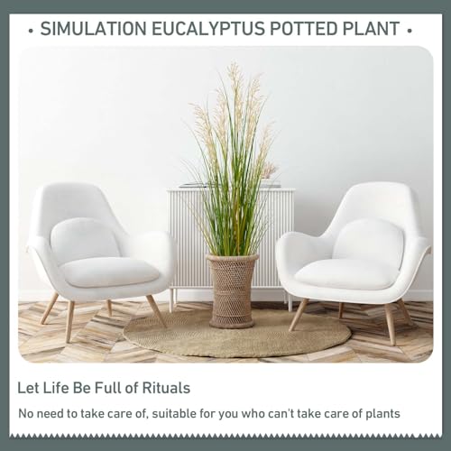 Artificial Plant, 47in Tall Pampas Grass, Faux House Plants in Pot, Indoor Decorative Flowers &Greenery for Home and Office, Ideal Housewarming Gift