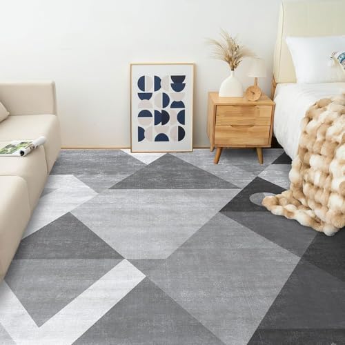 HOMFINE Washable Modern Area Rug - Geometric Style 8x10 Rugs for Living Room, Bedroom, Machine Washable Rug Soft Non Slip Non Shedding Area Rug - Grey, 8'x10' - color: Grey, size: 8' x 10' (Rectangular)