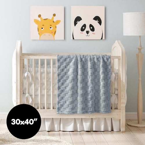 Americanflat 30x40 Jacquard Kids Throw Blanket - Soft and Breathable Mini Fleece Throw Blanket for Couch, Bed, Chair - Fleece Blankets Perfect for Home, Bedroom, Outdoor - Checkered Design in Gray - color: Gray, size: 30x40, style: Checkered