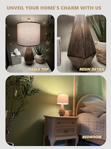 PoKat 20.25" Retro Farmhouse Table Lamp Set of 2, Small for Bedside, Brown - color: Small - Dark Wood Resin