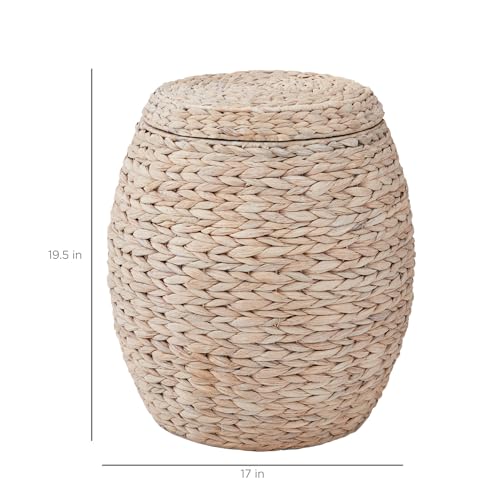Best Choice Products Multipurpose Hyacinth Storage Basket, Plant Décor, Handwoven Organizer Tote for Bedroom, Living Room, Nursery, w/Lid - Whitewash - color: Whitewash