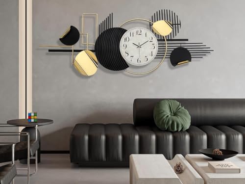 Modern Large Wall Clock Decorative Metal Art for Living Room