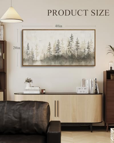 ARPEOTCY Extra Large Framed Wall Art, Forest Farmhouse Decor, 20x40inch - color: Pine Reflection, size: 40"L x 20"W