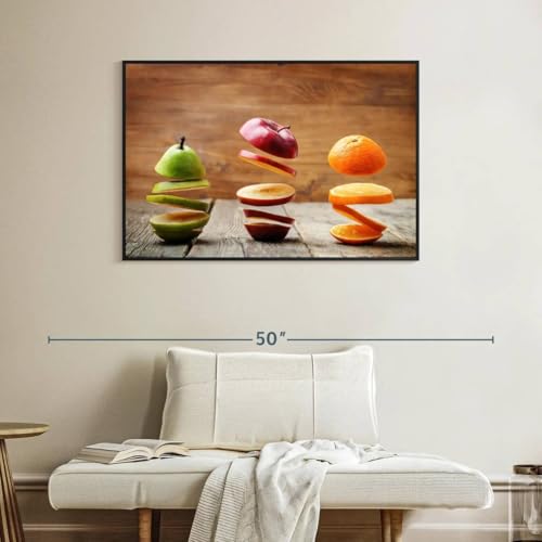 ElephantStock Sliced Fruits Wall Art - Horizontal Framed Canvas - 1-Piece Kitchen Wall Decor - Photography Photographic Canvas Print - Beige and Green Decor for Wall - 40" X 27" - color: Sliced Fruits Wall Art Canvas Floating Frame Single Piece, size: 40"