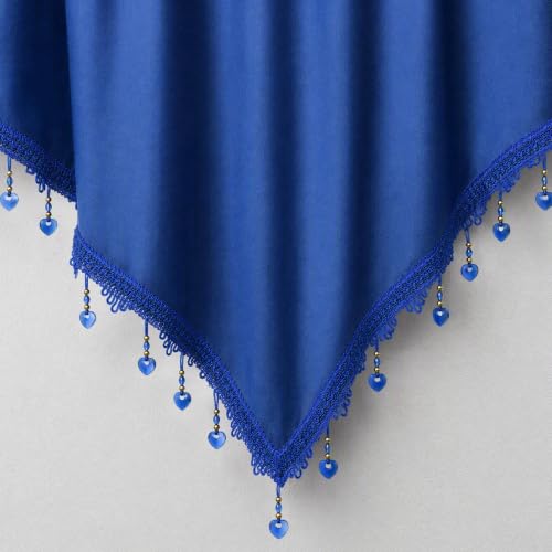 Molaxhome Swag Curtain Scalloped Curtain Valance Drape Sheer Lace Panel 1pc - color: Cloth Navy